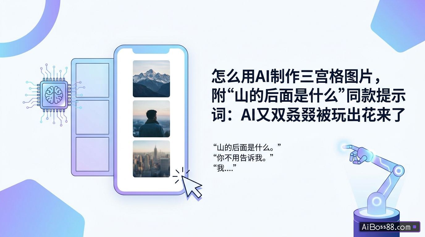 怎么用AI制作三宫格图片，附“山的后面是什么”同款提示词