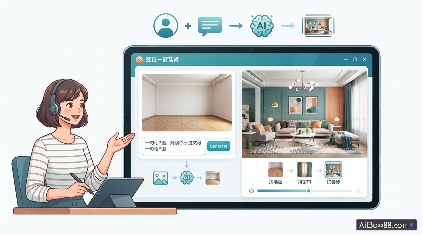 如何用豆包一句话P图，一键生成装修效果图