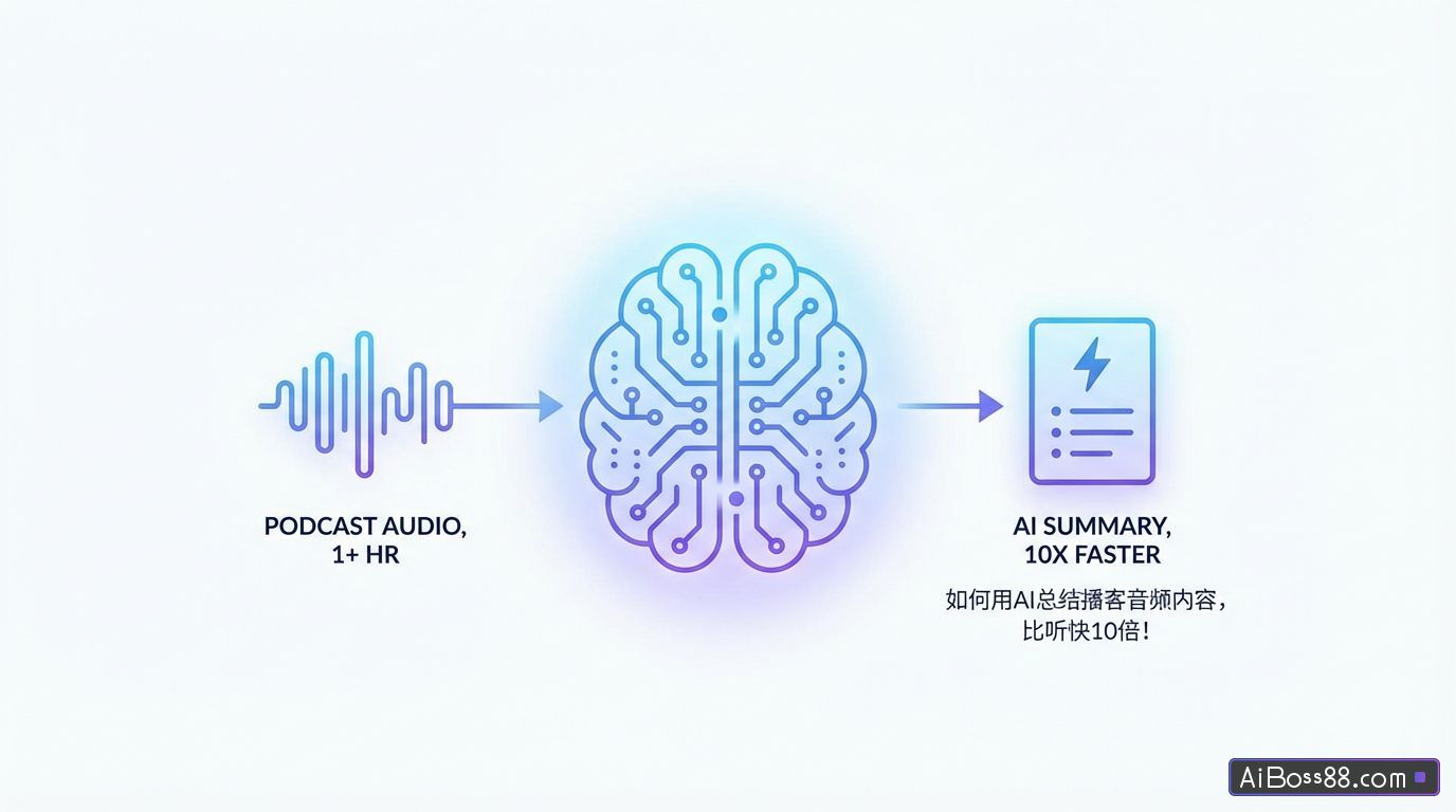 如何用AI总结播客音频内容，比听快10倍！