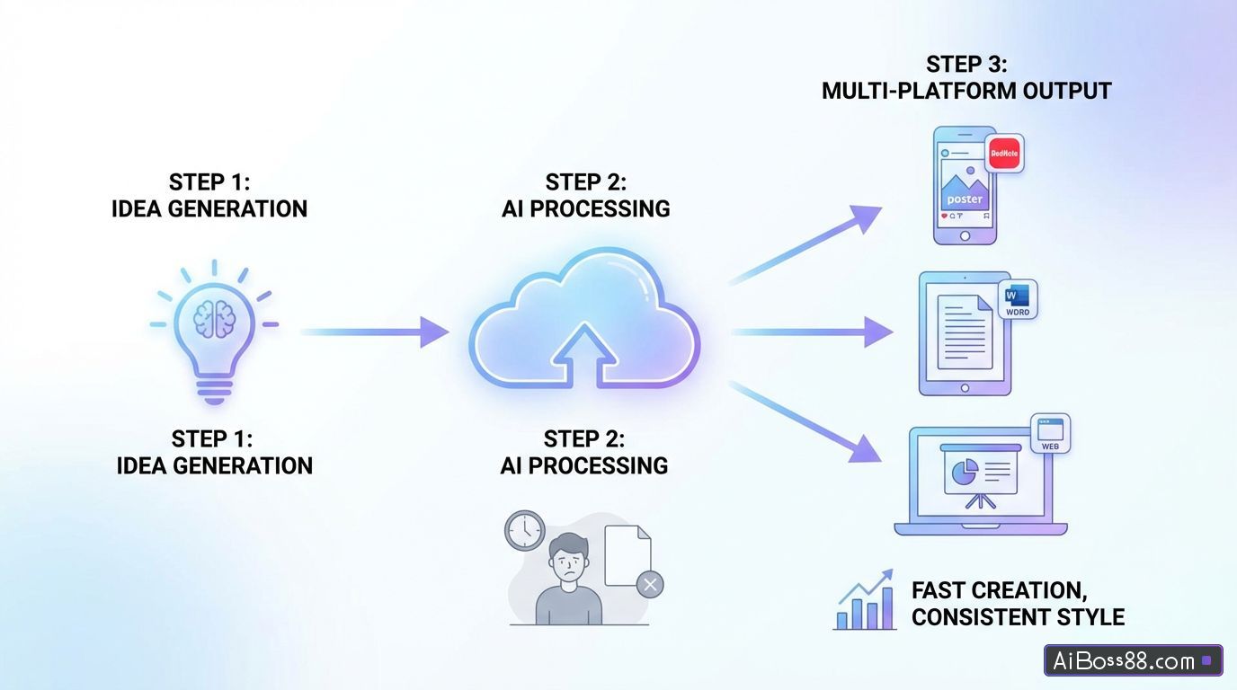 如何用AI快速创作多平台适配内容，从想法到成品只需3步