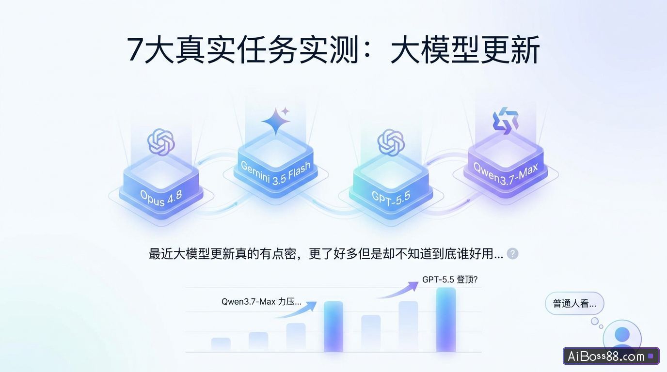 7大真实任务实测 Opus 4.8、Gemini 3.5 Flash、GPT-5.5、Qwen3.7-Max